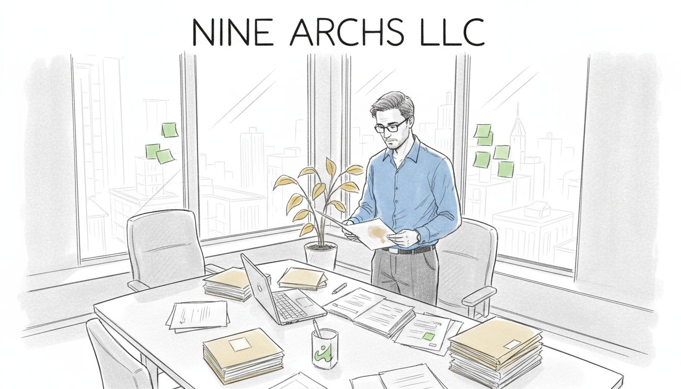 Professional sorting documents in sunlit office