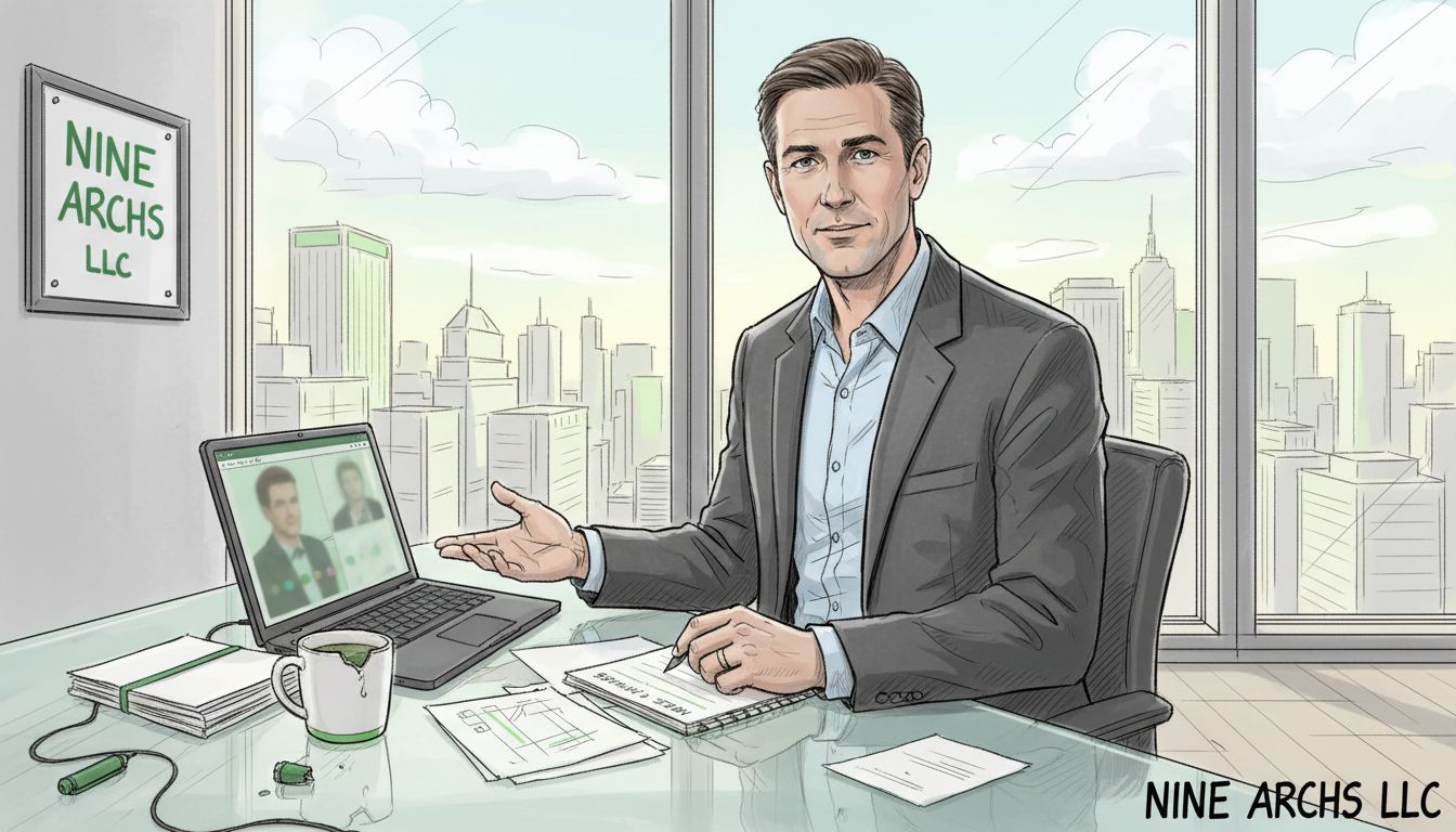 Executive working on outsourcing tasks in office