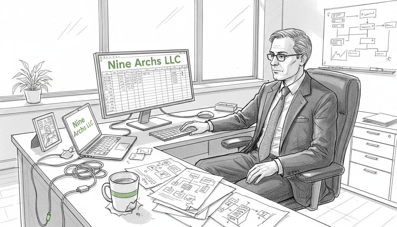 CIO reviewing outsourcing plans at office desk