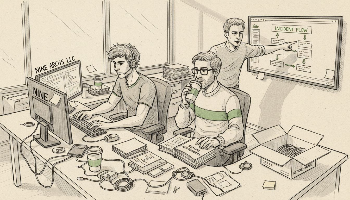 IT support team working in busy office