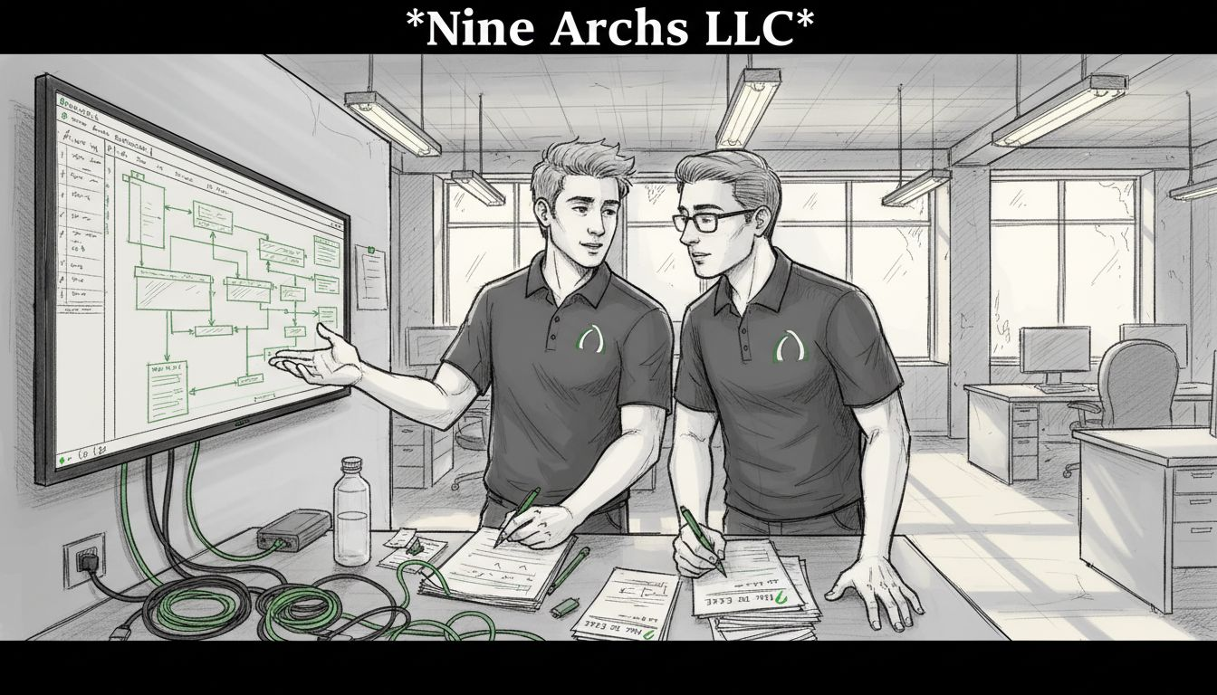 IT team collaborating in open-plan workspace