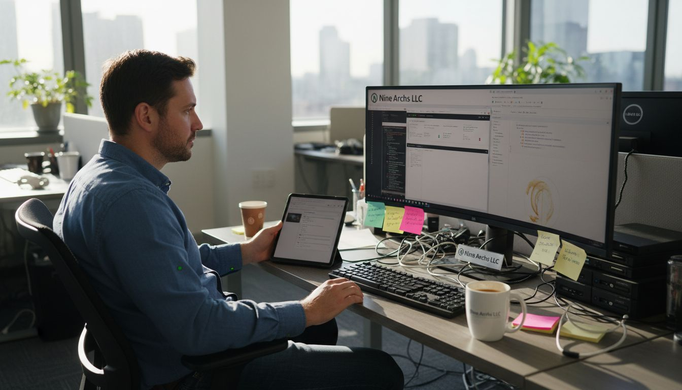 IT manager working with virtual assistant tools