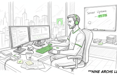 IT technician managing systems in corner office